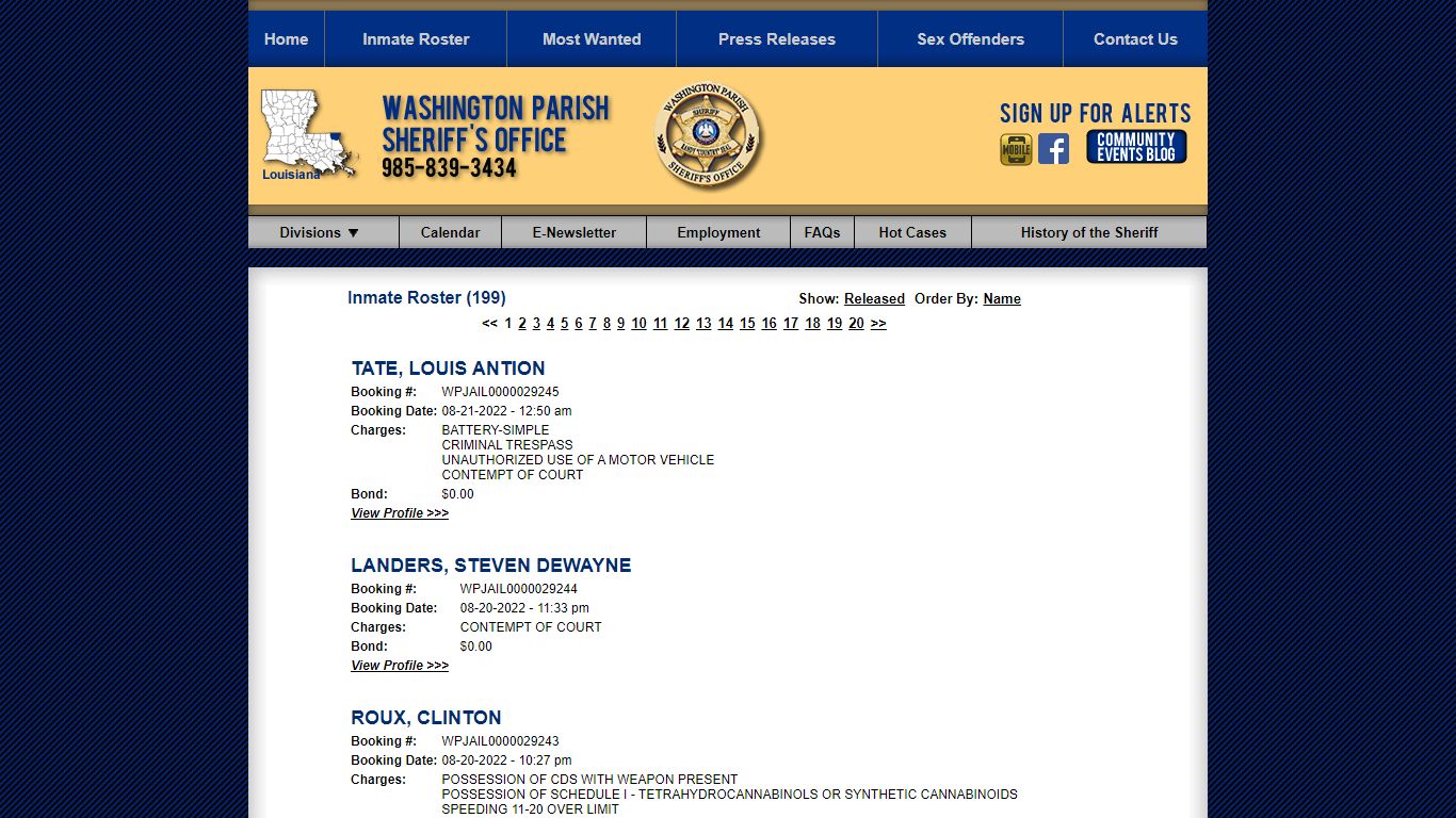 Inmate Roster - Current Inmates Booking Date Descending - Louisiana